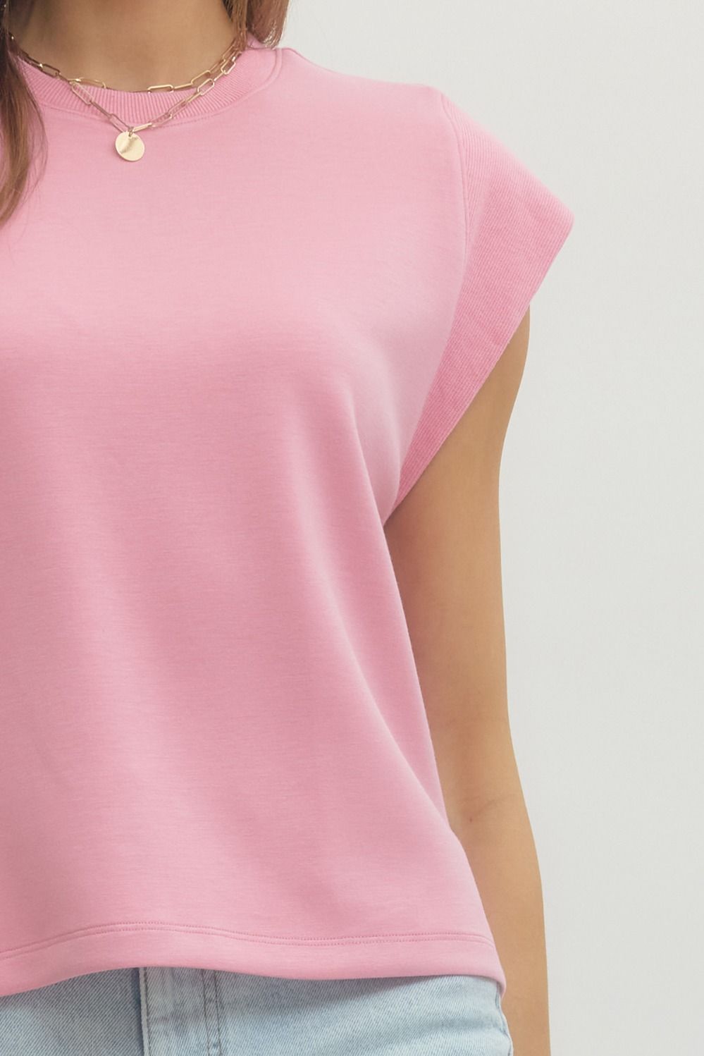 T28380 Solid Cap Sleeve Top
