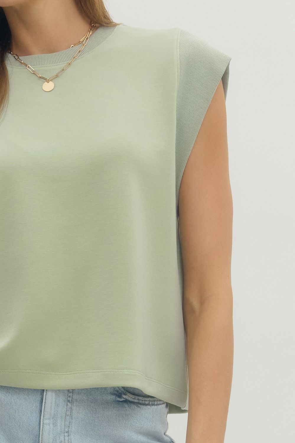 T28380 Solid Cap Sleeve Top