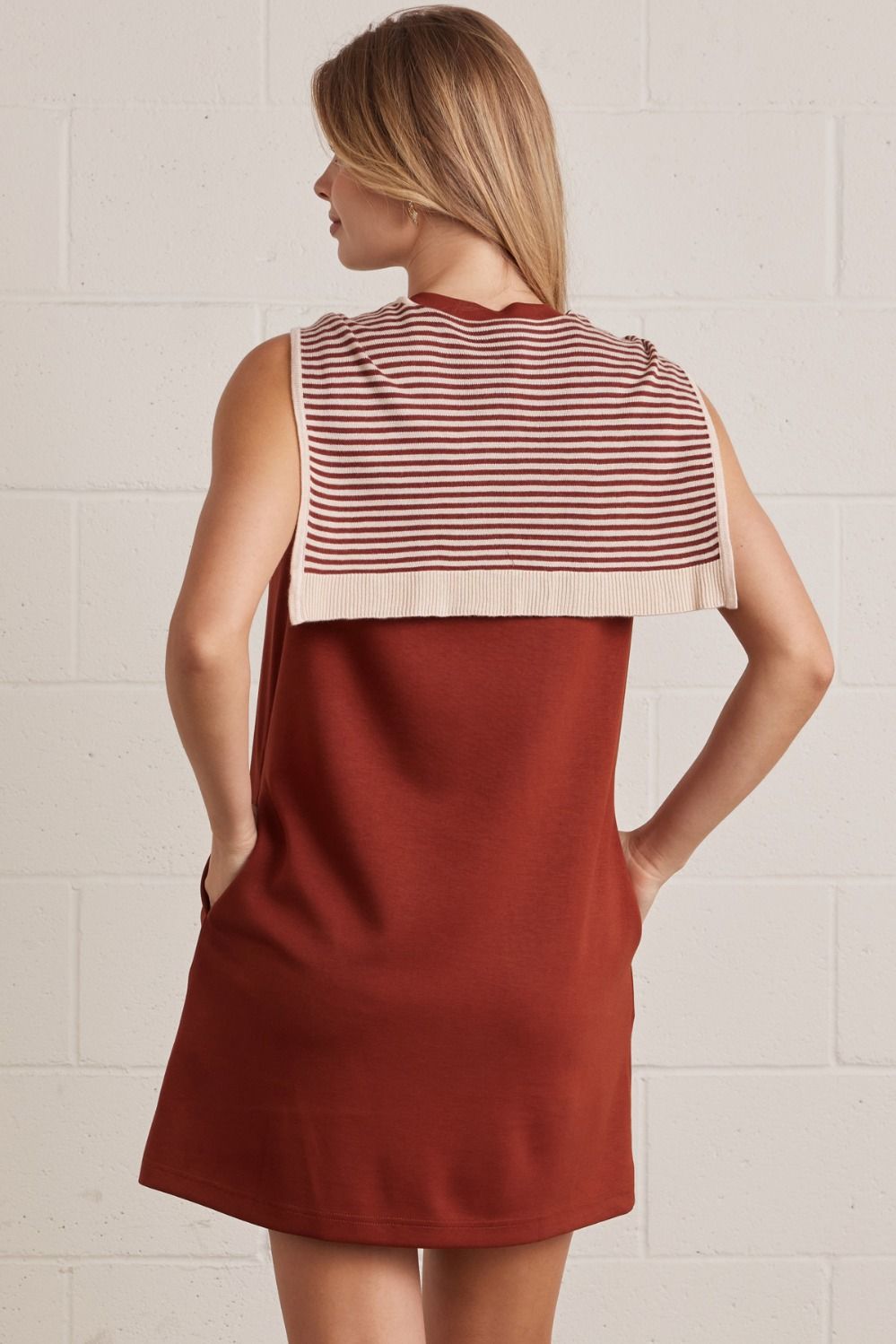 D30169 Solid Sleeveless Mini Dress