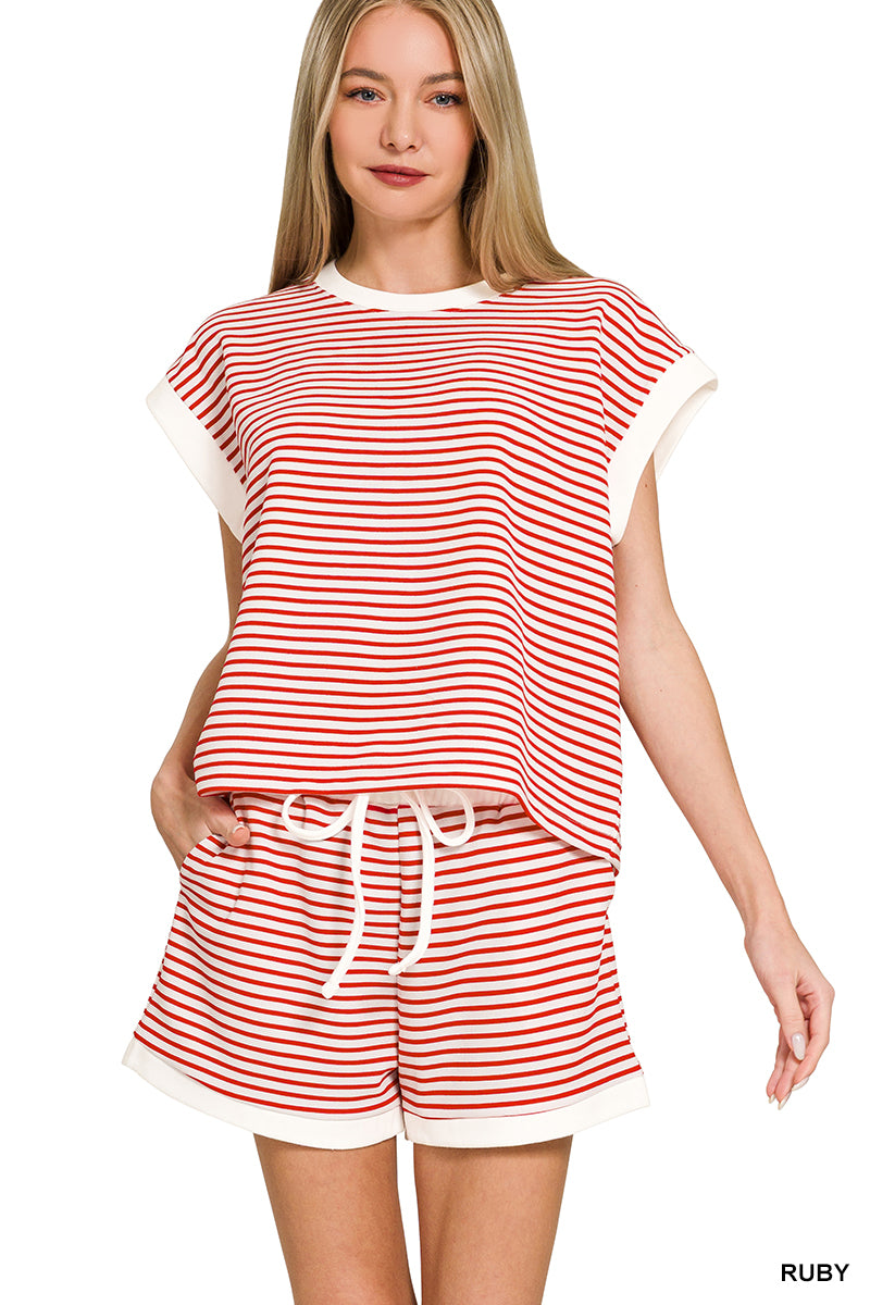 CTCP-3540Y Stripe Shorts Set