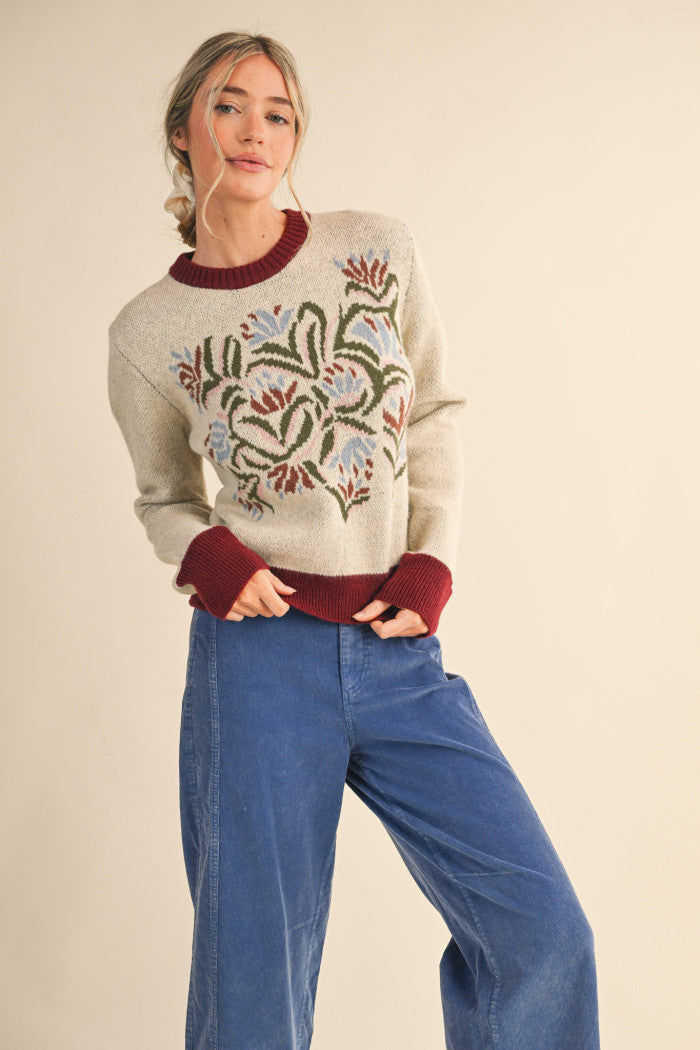 MSW11218 Floral Sweater
