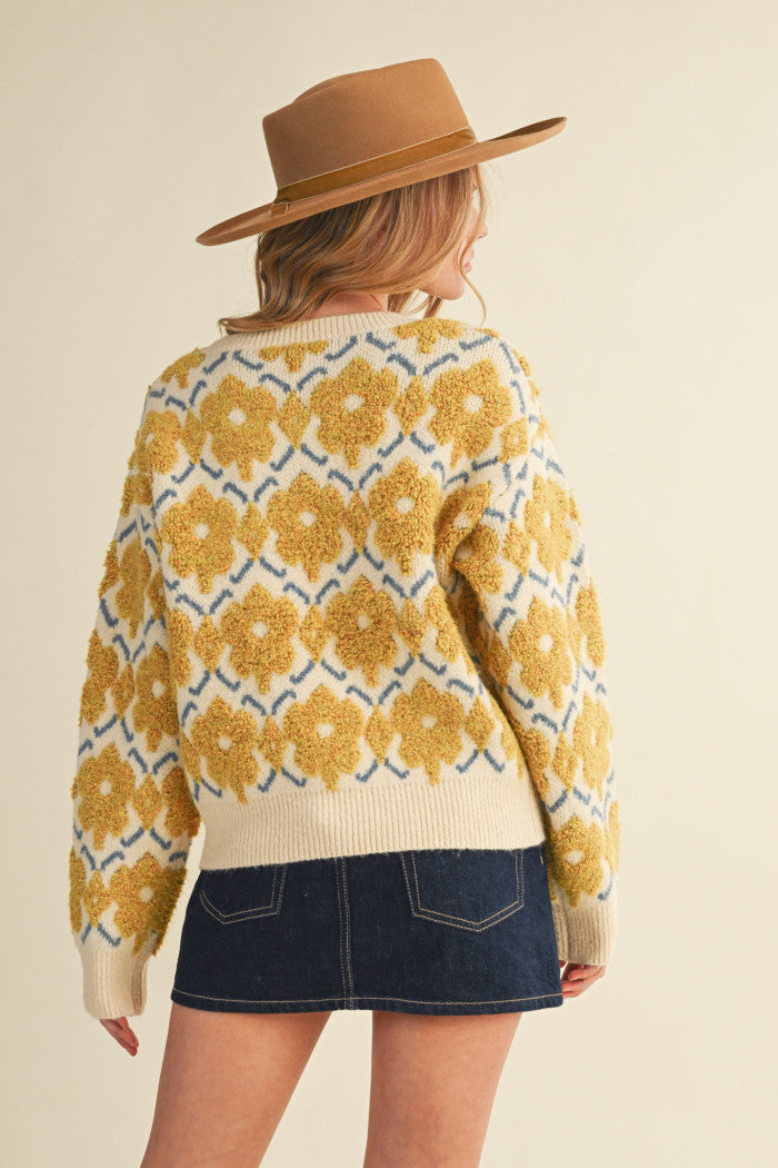 MSW11198 Fuzzy Floral Sweater