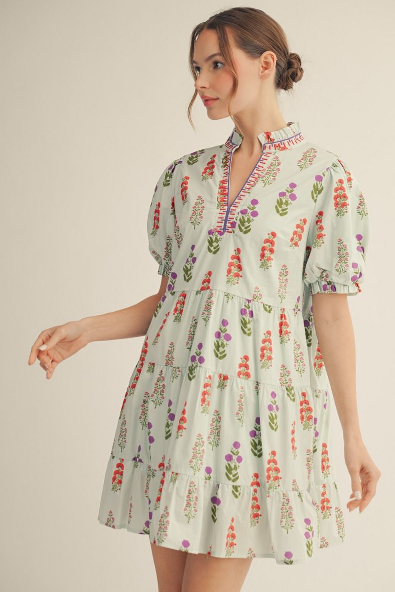 M50169 Floral Tiered Dress