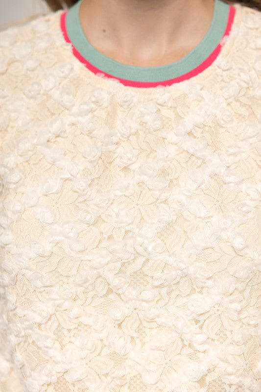 36500 Floral Textured Lace Top