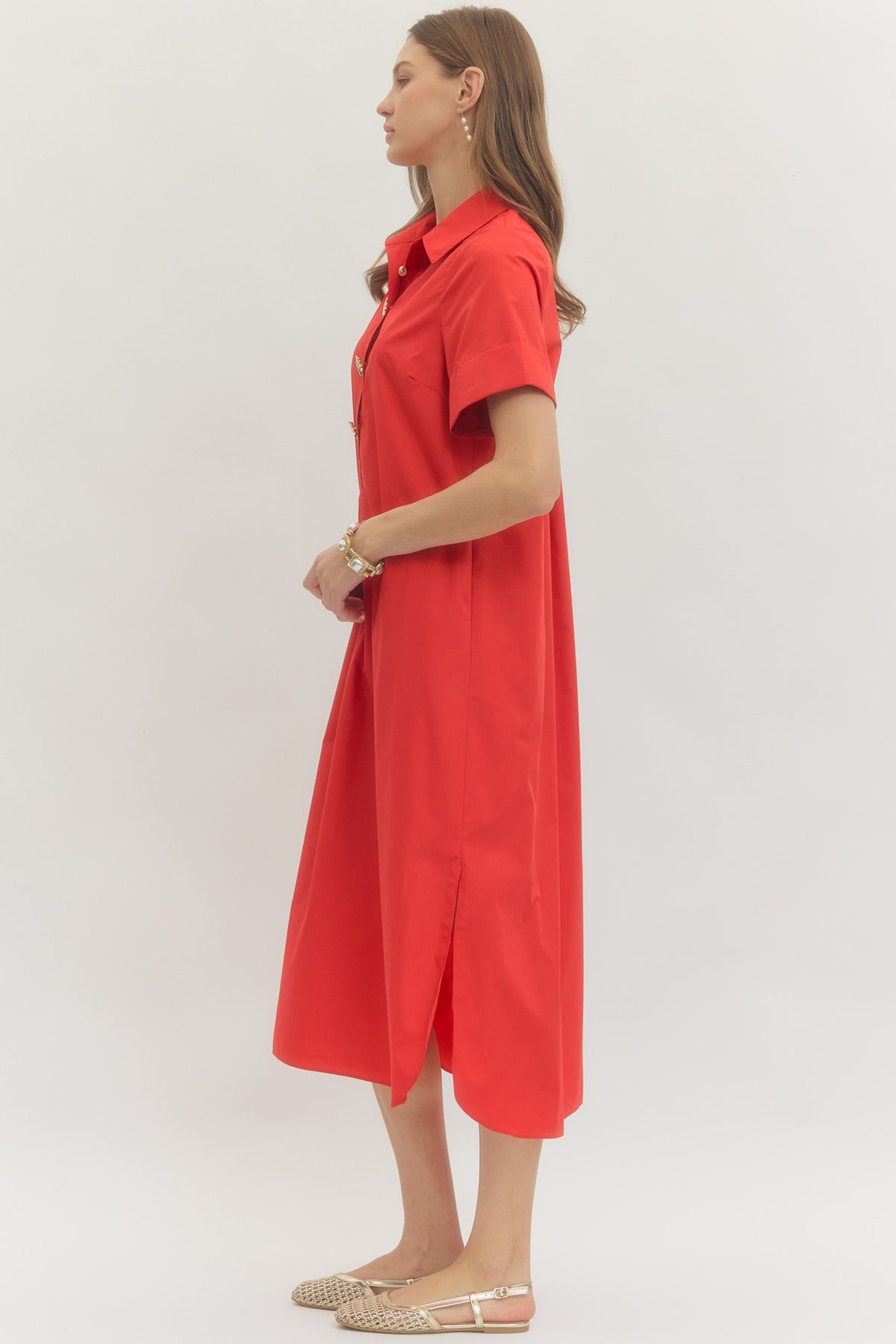 D29516 Solid Midi Dress