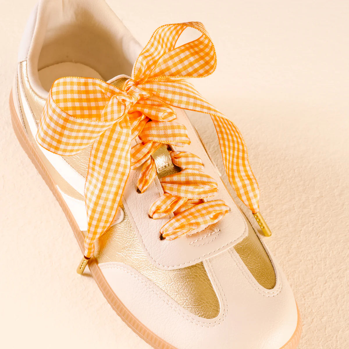 Gingham Orange Step It Up Shoelaces