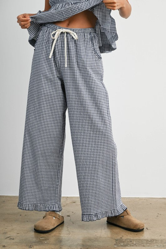 BMP8476 Striped Ruffle Hem Pants