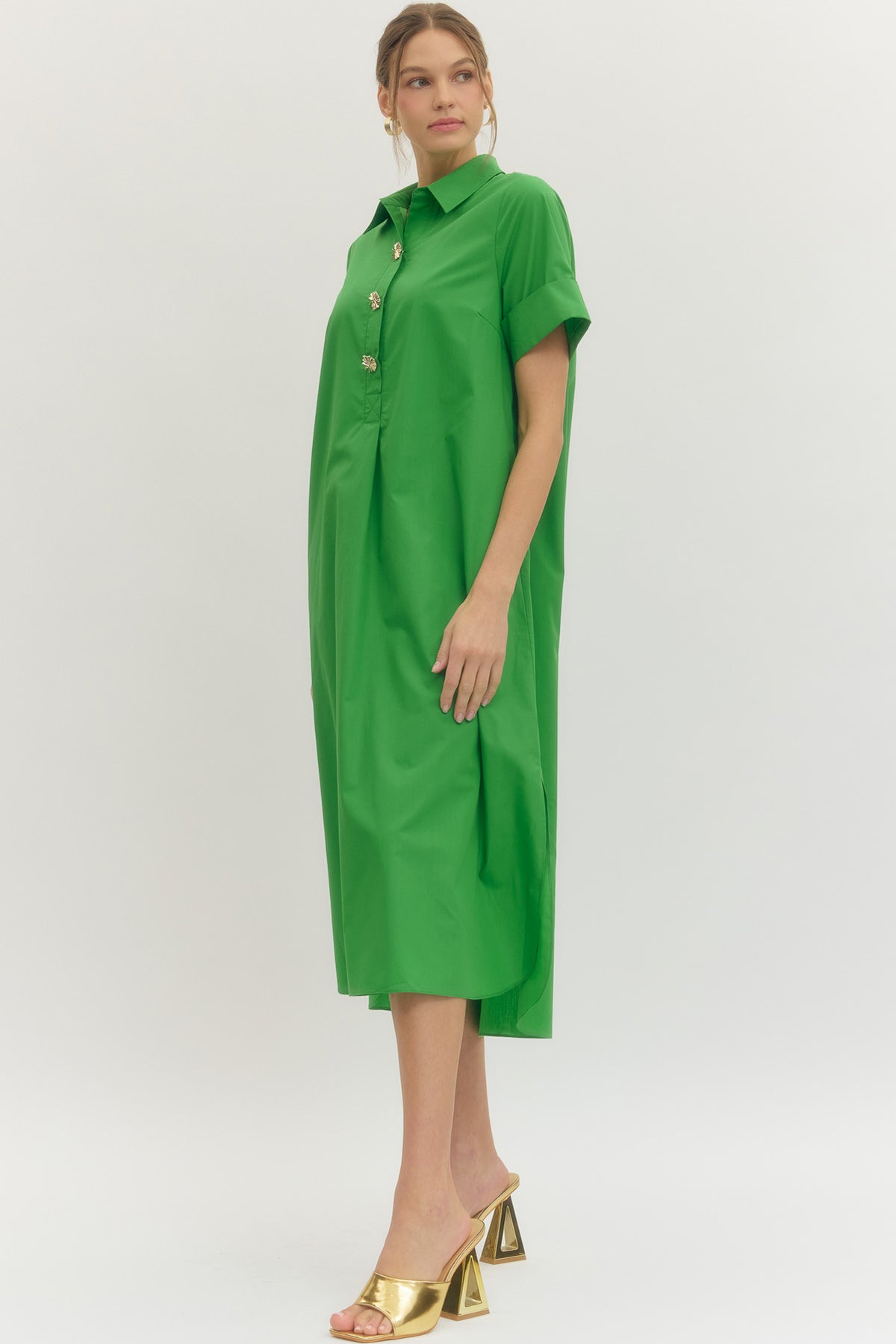 D29516 Solid Midi Dress