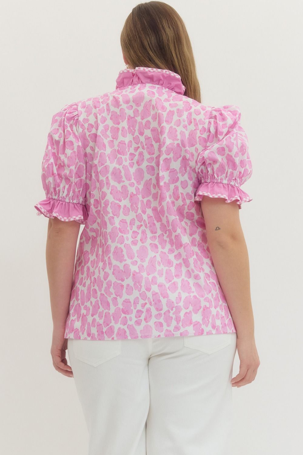 T29991P Curvy Abstract Leopard Print Top
