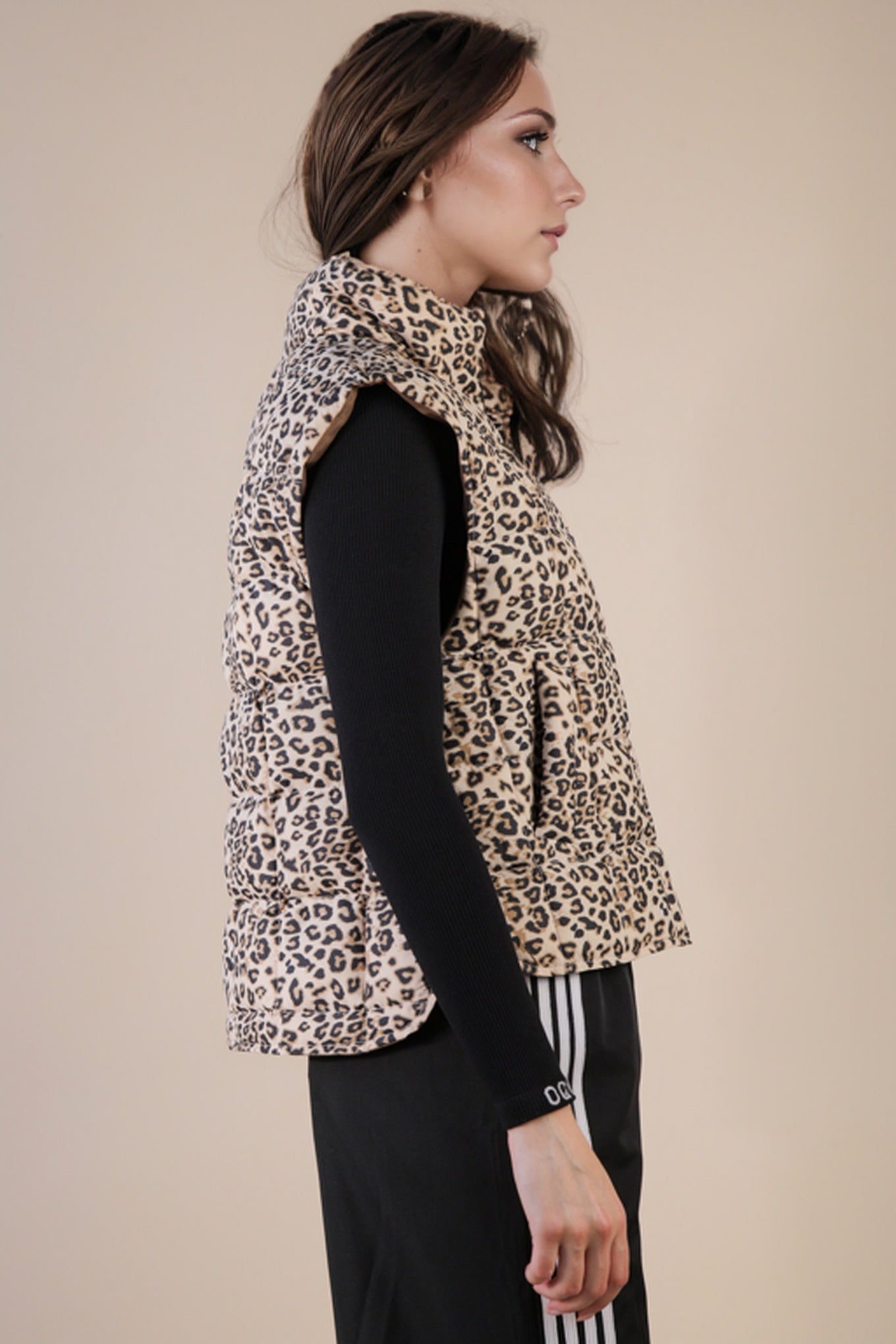NJ90282 Leopard Puffer Vest