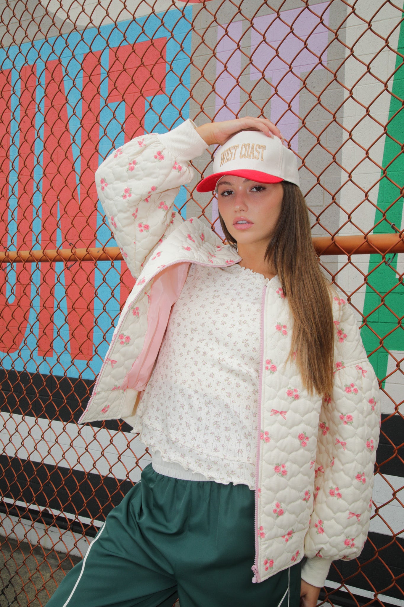 NJ90411 Floral Printed Quilted Jacket