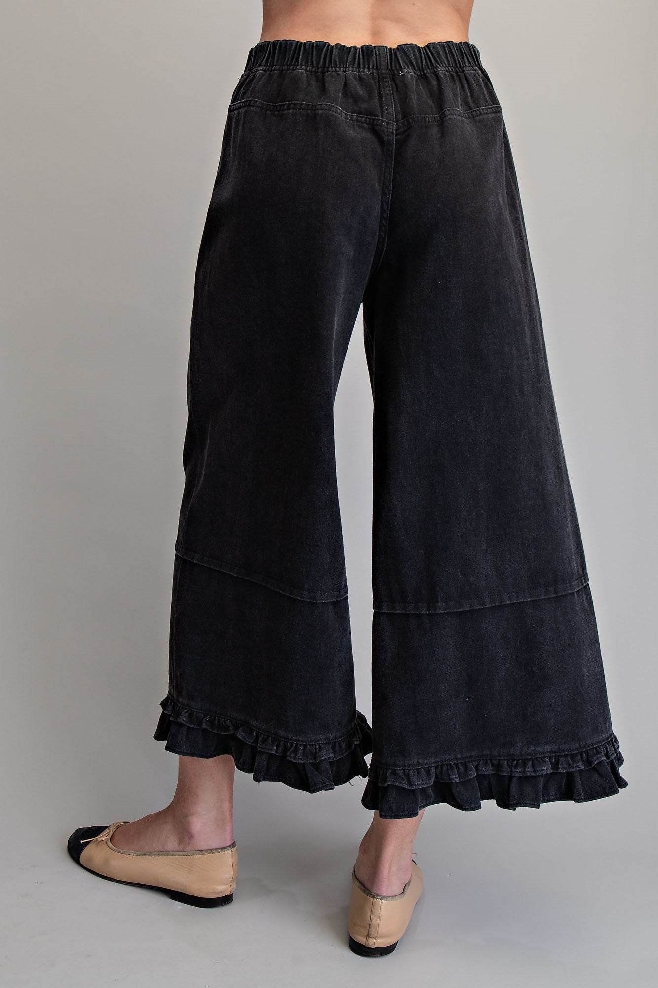PH15714 Mineral Washed Ruffle Hem Pants