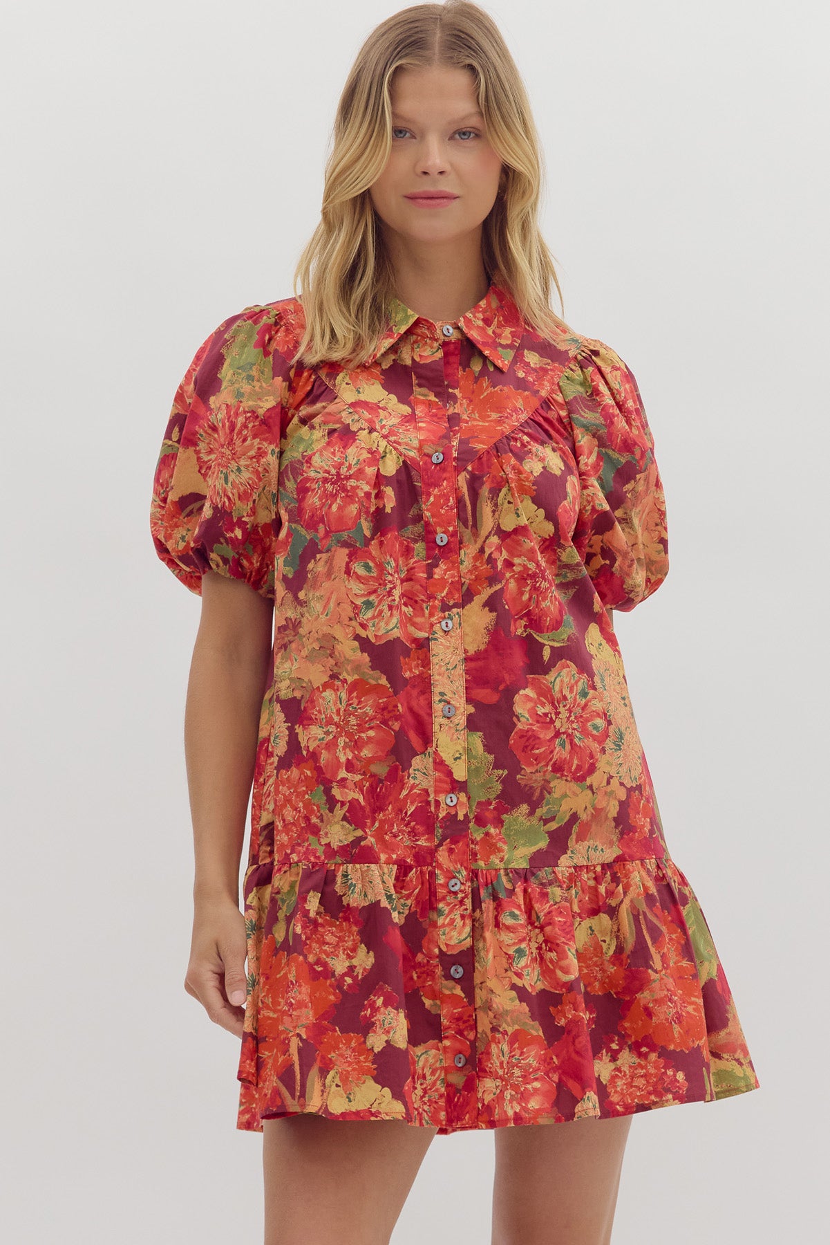 D28277 Floral Print Mini Dress