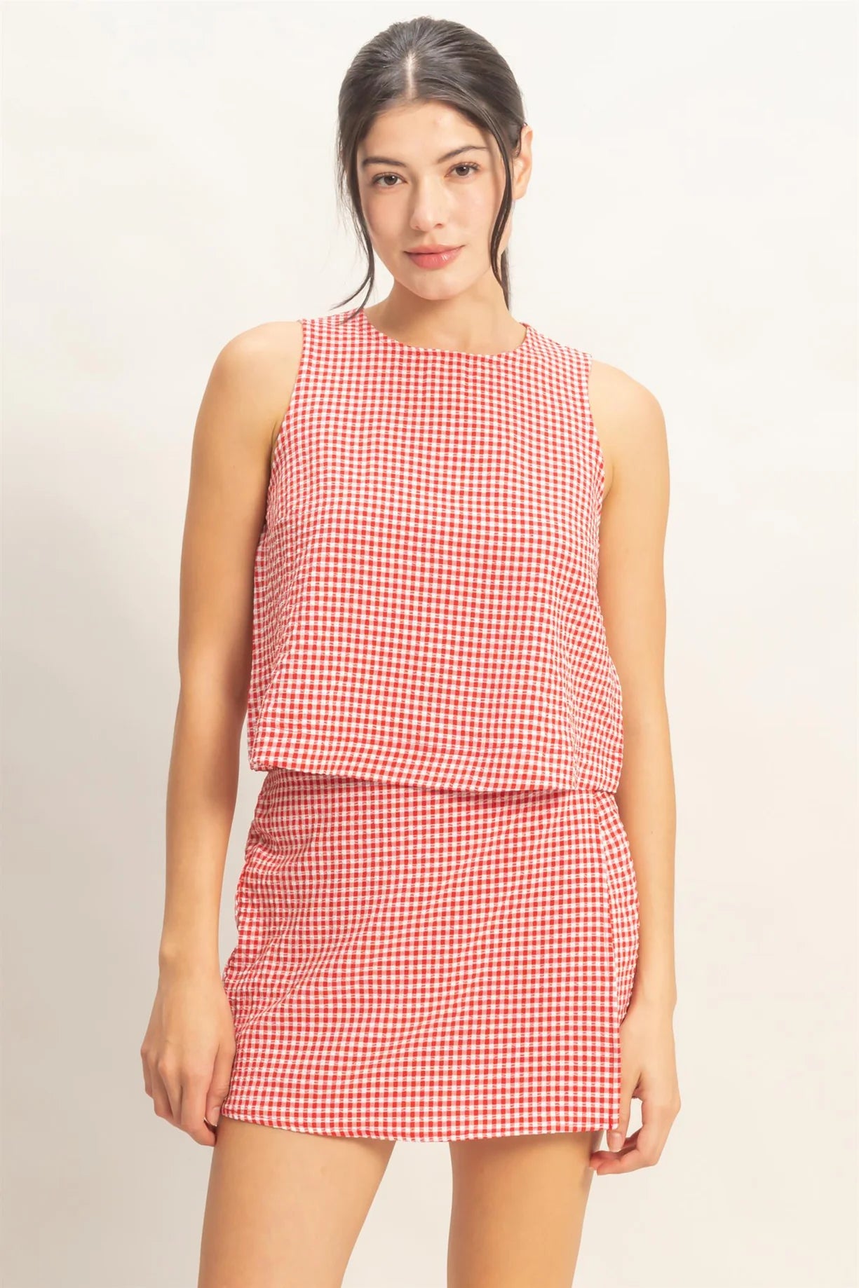 DZ26C688-SET Gingham Checkered Set