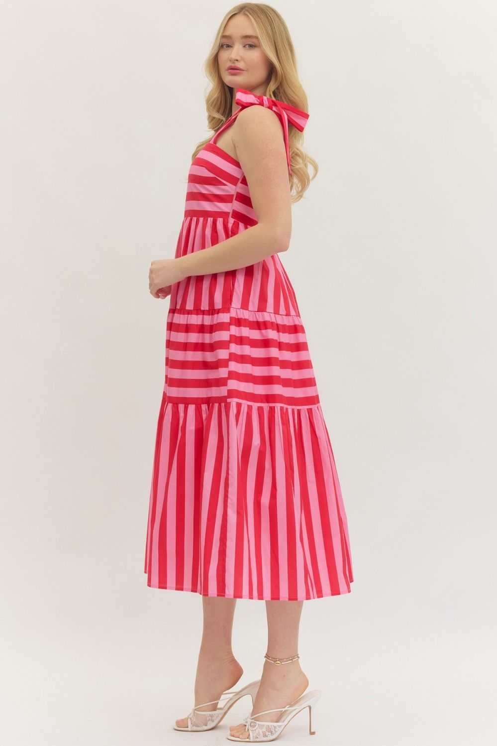 D30314 Striped Midi Dress