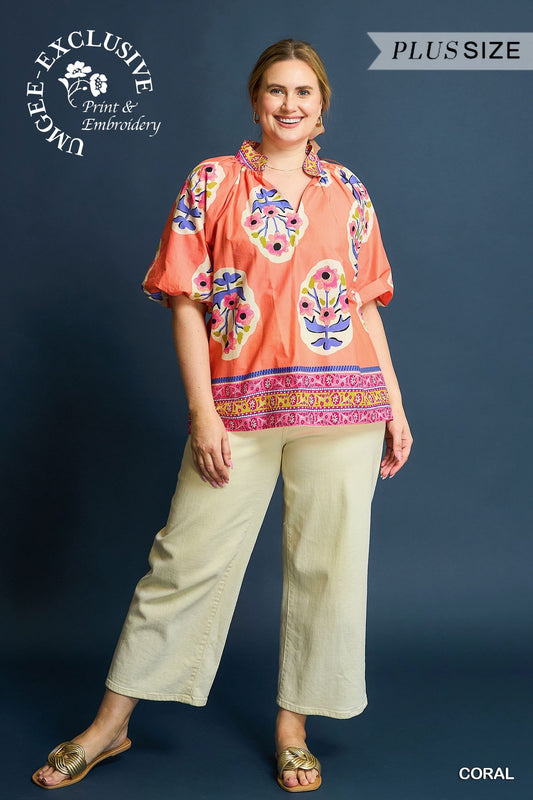 WC4973 Curvy Boho-Chic Embroidered Top