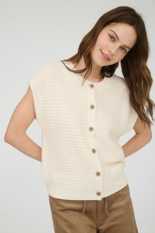 TW2030 Button Down Short Sleeve Cardigan Vest