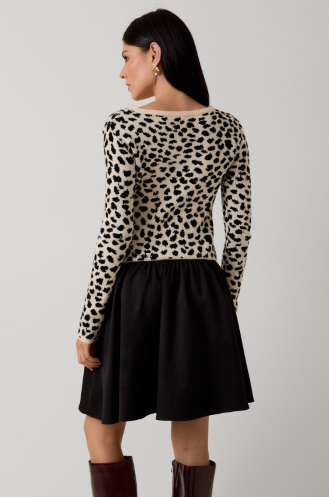 MWD20080 Animal Print Mixed Mini Dress