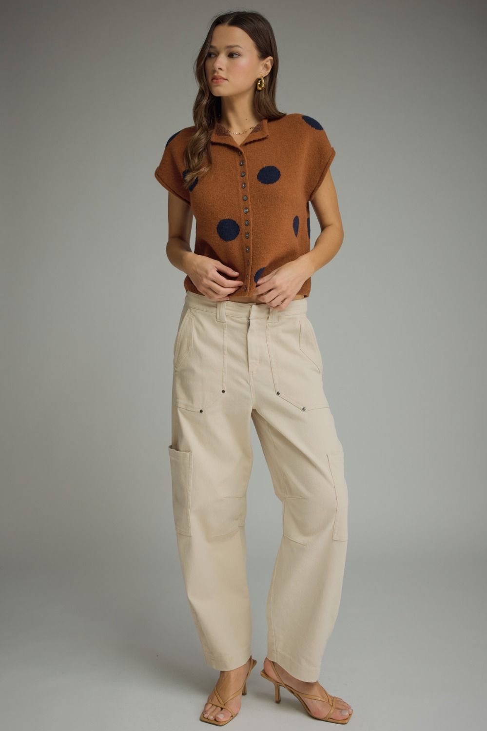 T32223 Polka Dot Sweater Top