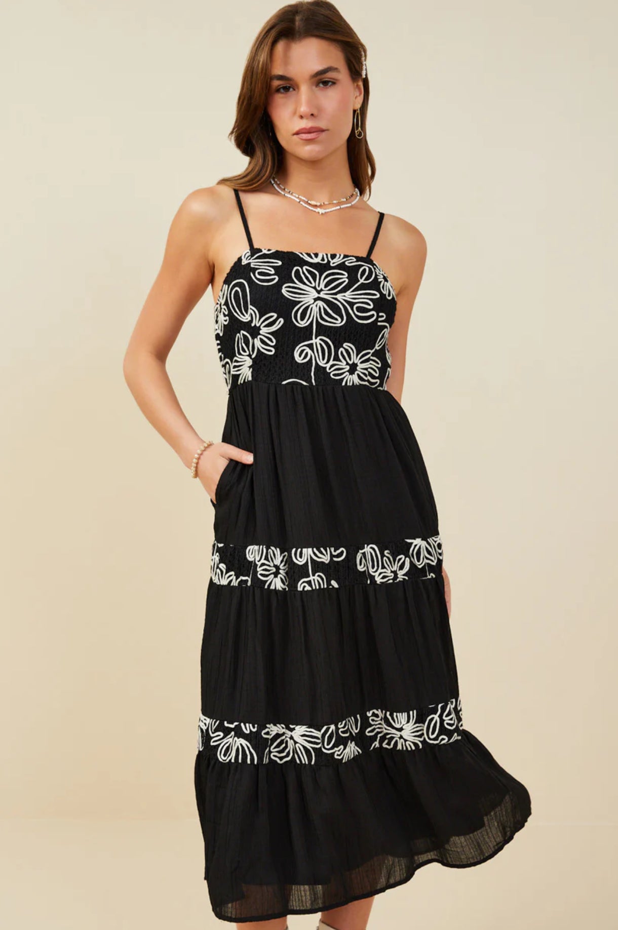 HY9393 Embroidered Floral Dress