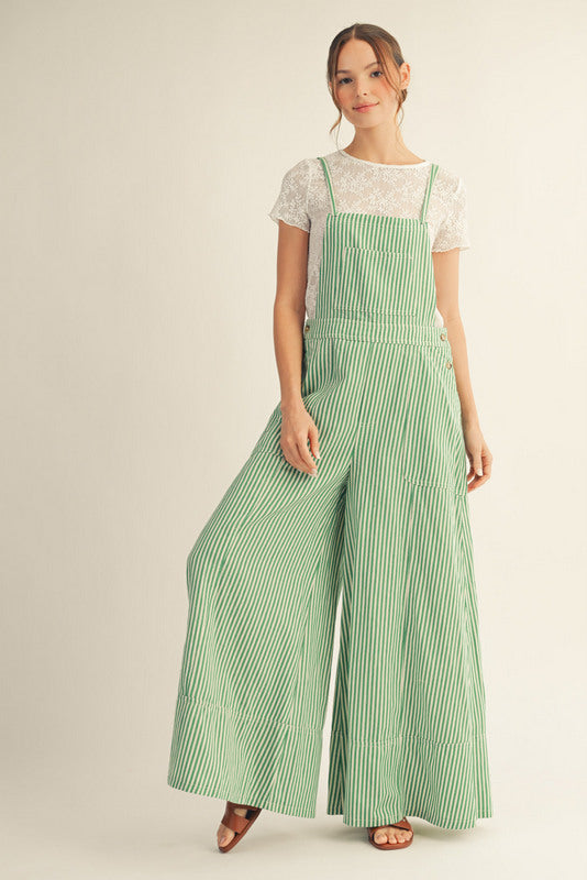 M50411 Wide Leg Striped Jumpsuit