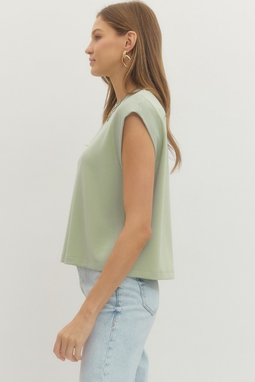 T28380 Solid Cap Sleeve Top