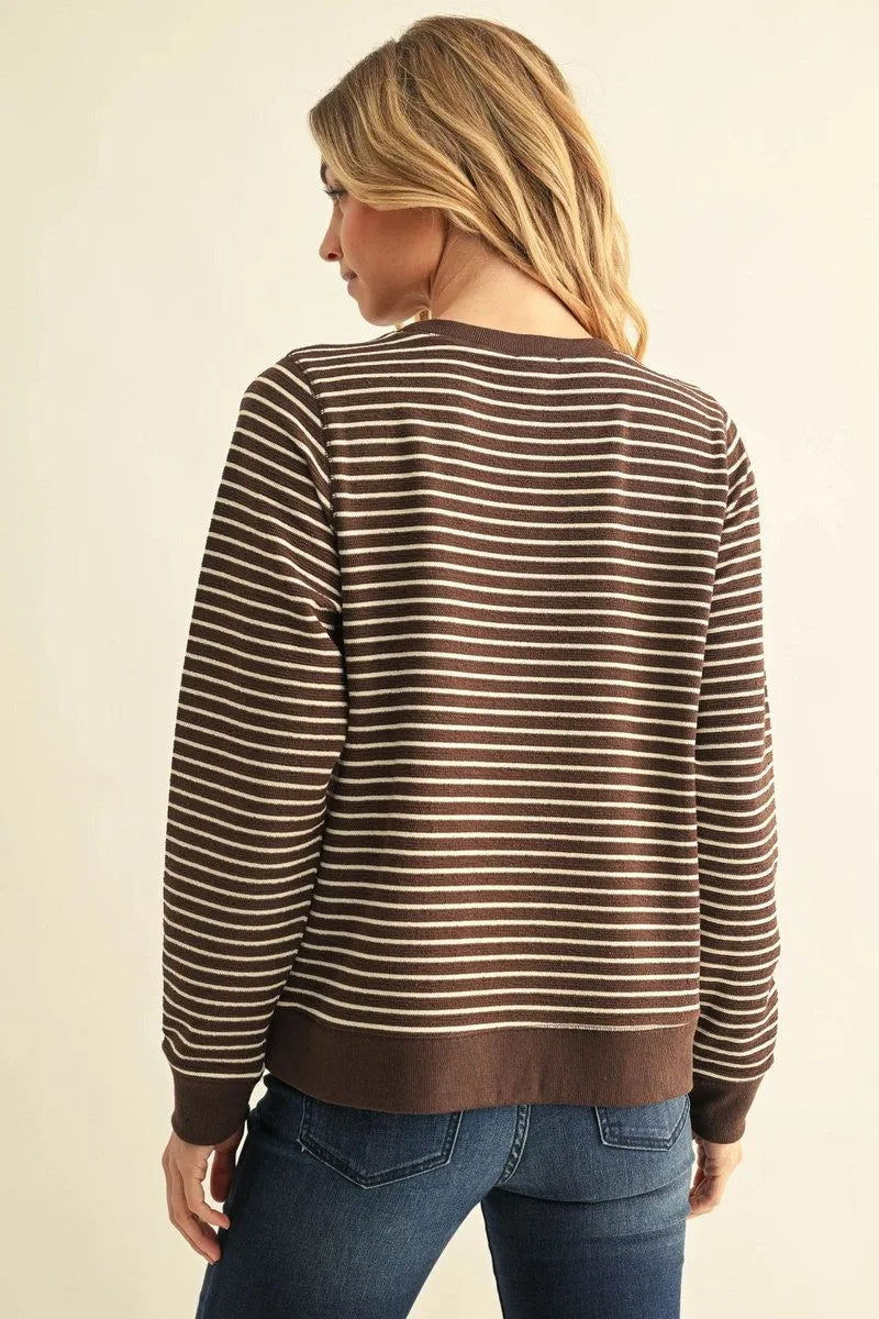 G16178 Textured Stripe Fabric Sweatshirt