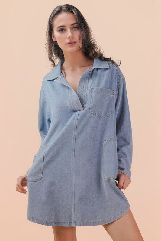 ND31911 Mineral Washed Denim Dress