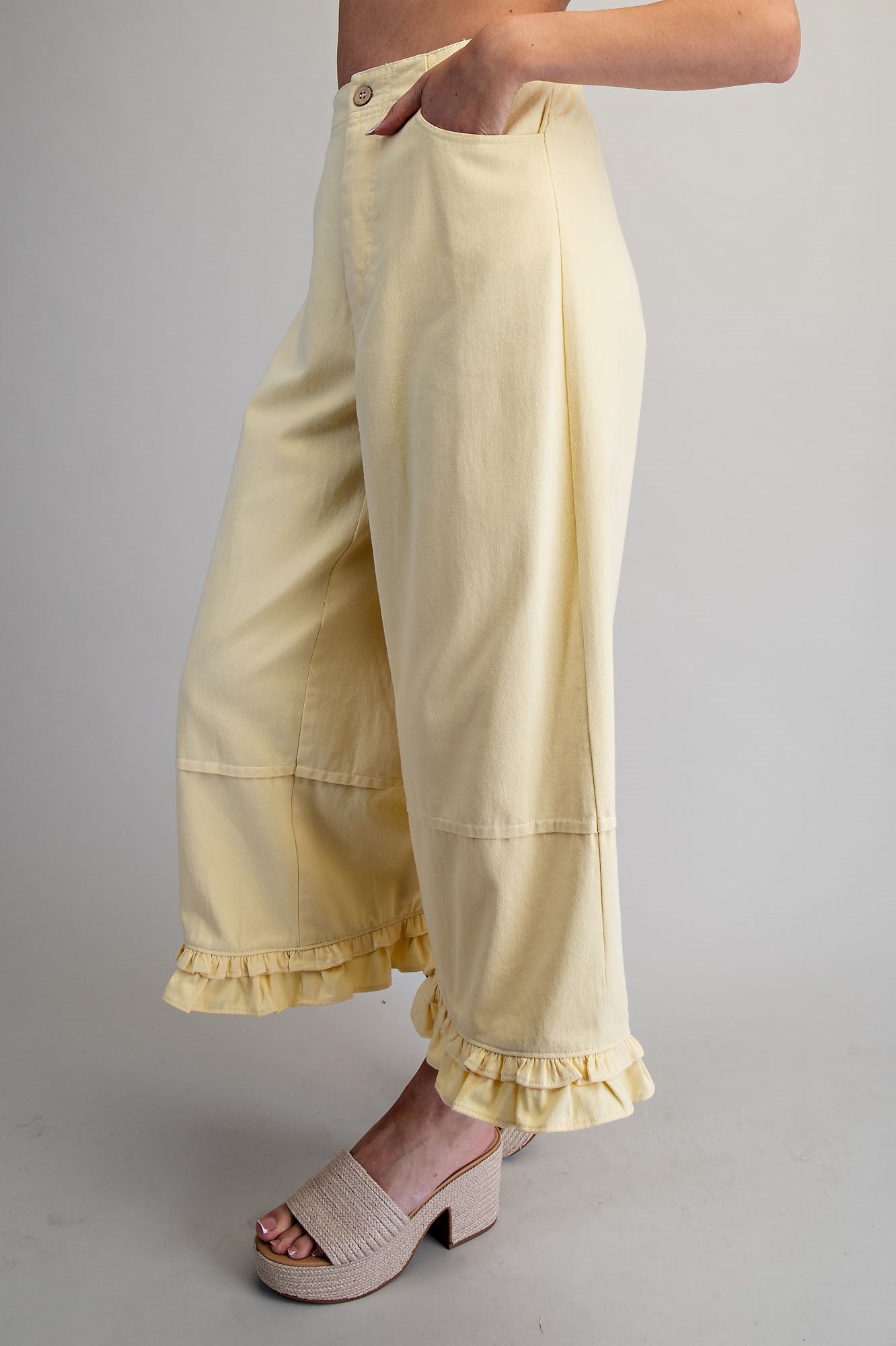 PH15714 Mineral Washed Ruffle Hem Pants