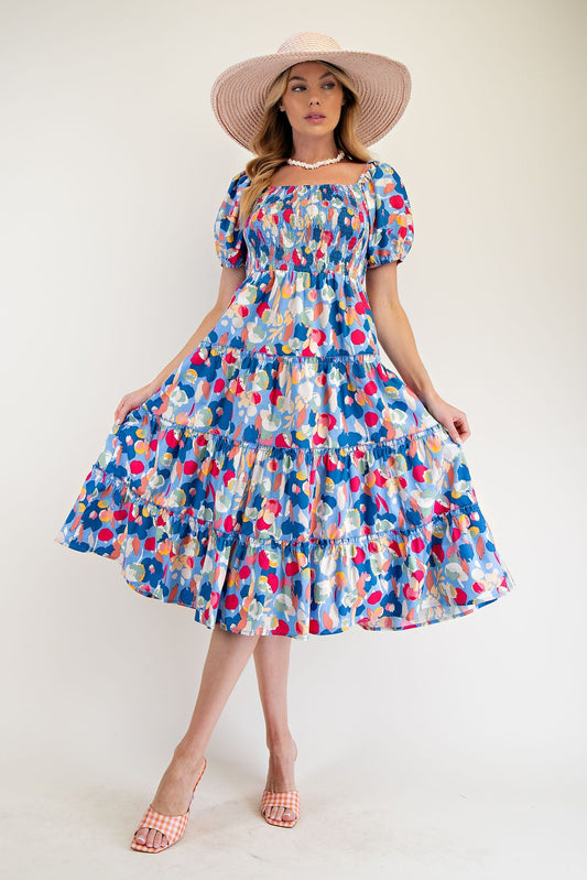ED26780 Printed Poplin Tiered Dress
