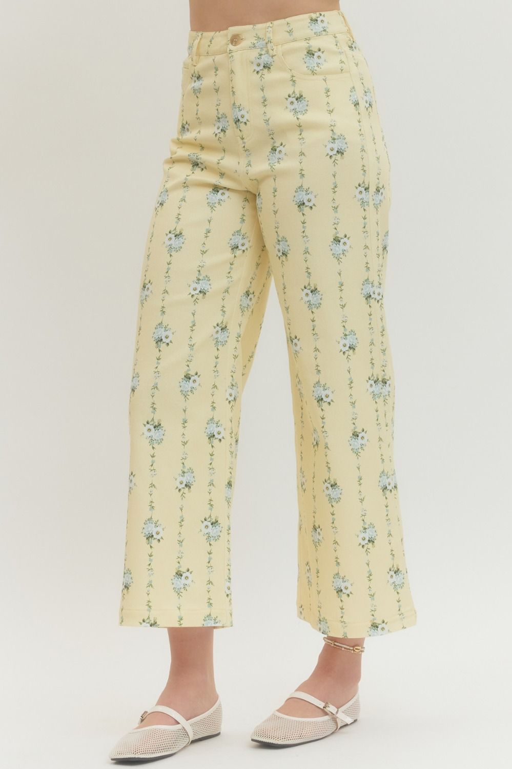 P30424 Floral Print Wide Leg Pants