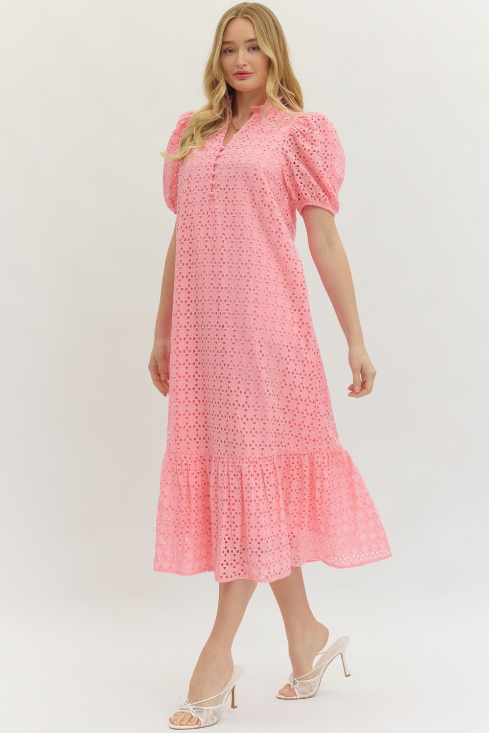 D29377 Eyelet Midi Dress