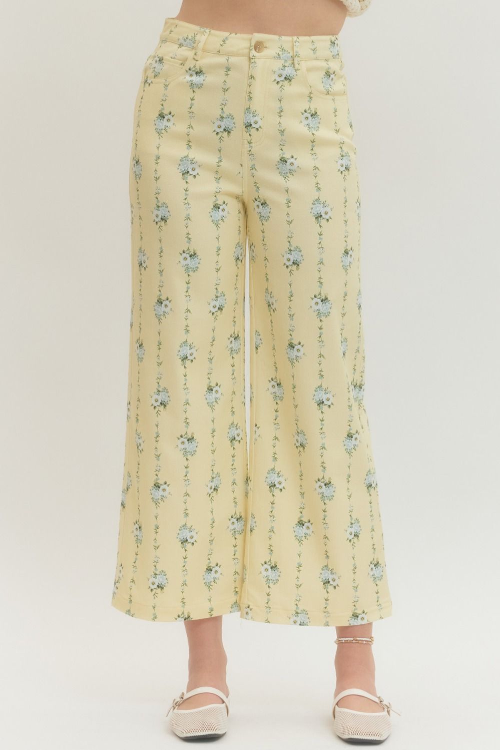 P30424 Floral Print Wide Leg Pants