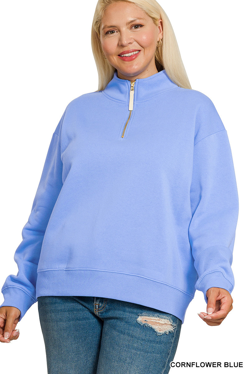 OT-4357X Curvy Fleece Half-Zip Sweatshirt