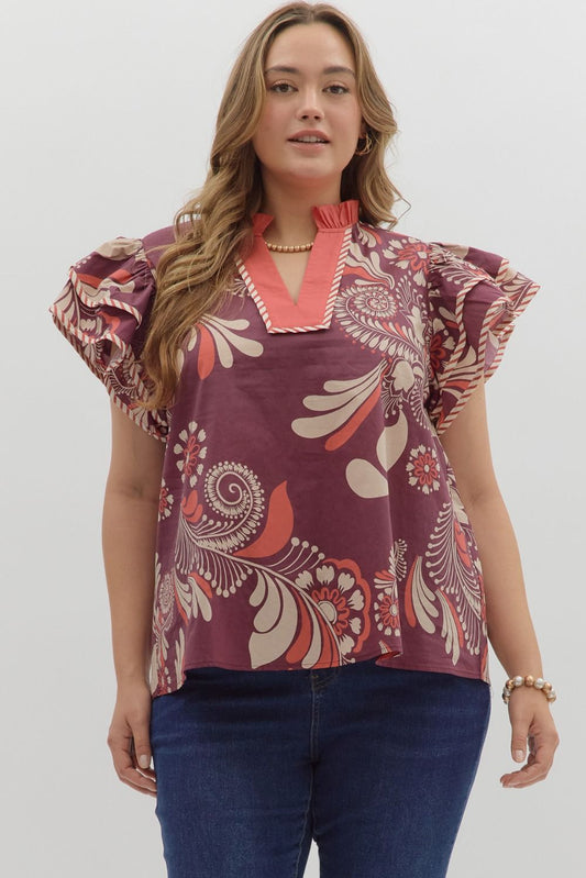 T27145P Curvy Paisley Print Top