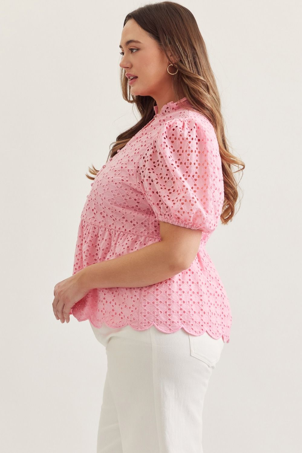 T30420 Short Sleeve Eyelet Top