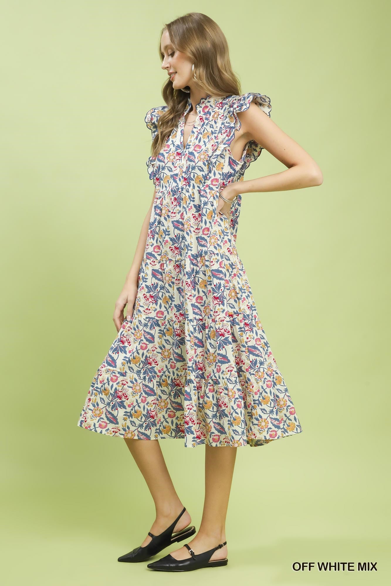 C4373 Floral Garden Print Maxi Dress
