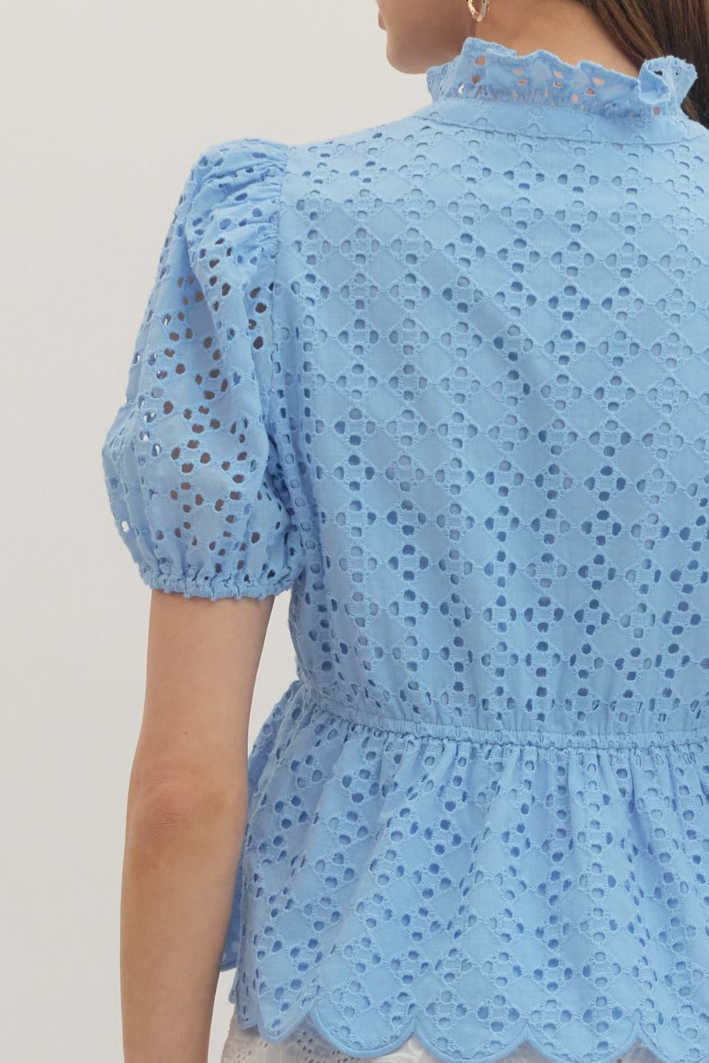 T30420 Short Sleeve Eyelet Top