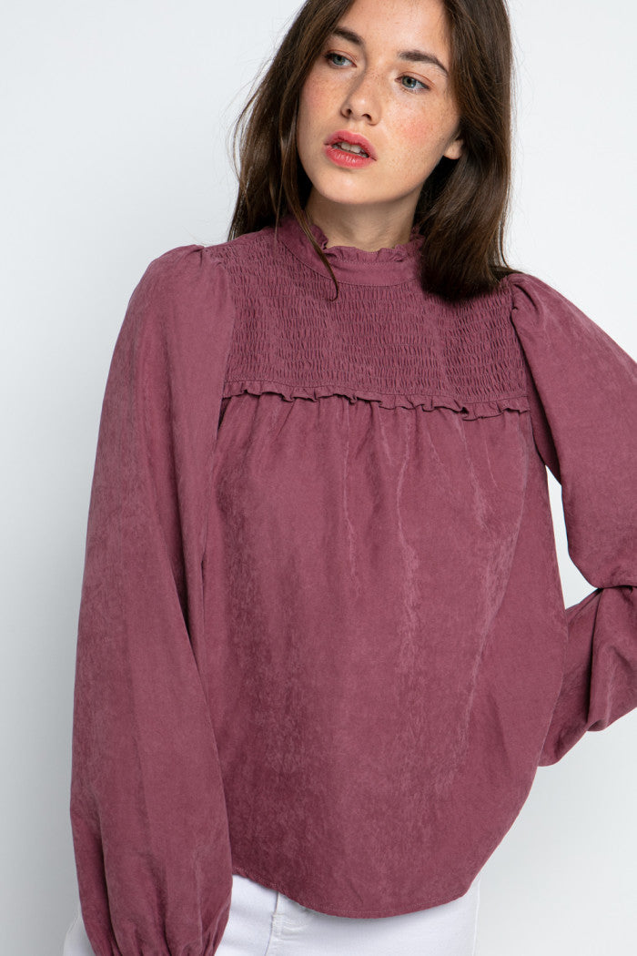 MTP8907 Smocked Yoke Detail Blouse