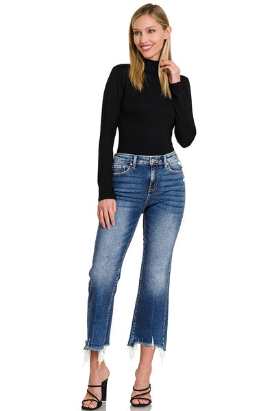 DNP-1646DD Kick Crop Flare Denim Pants