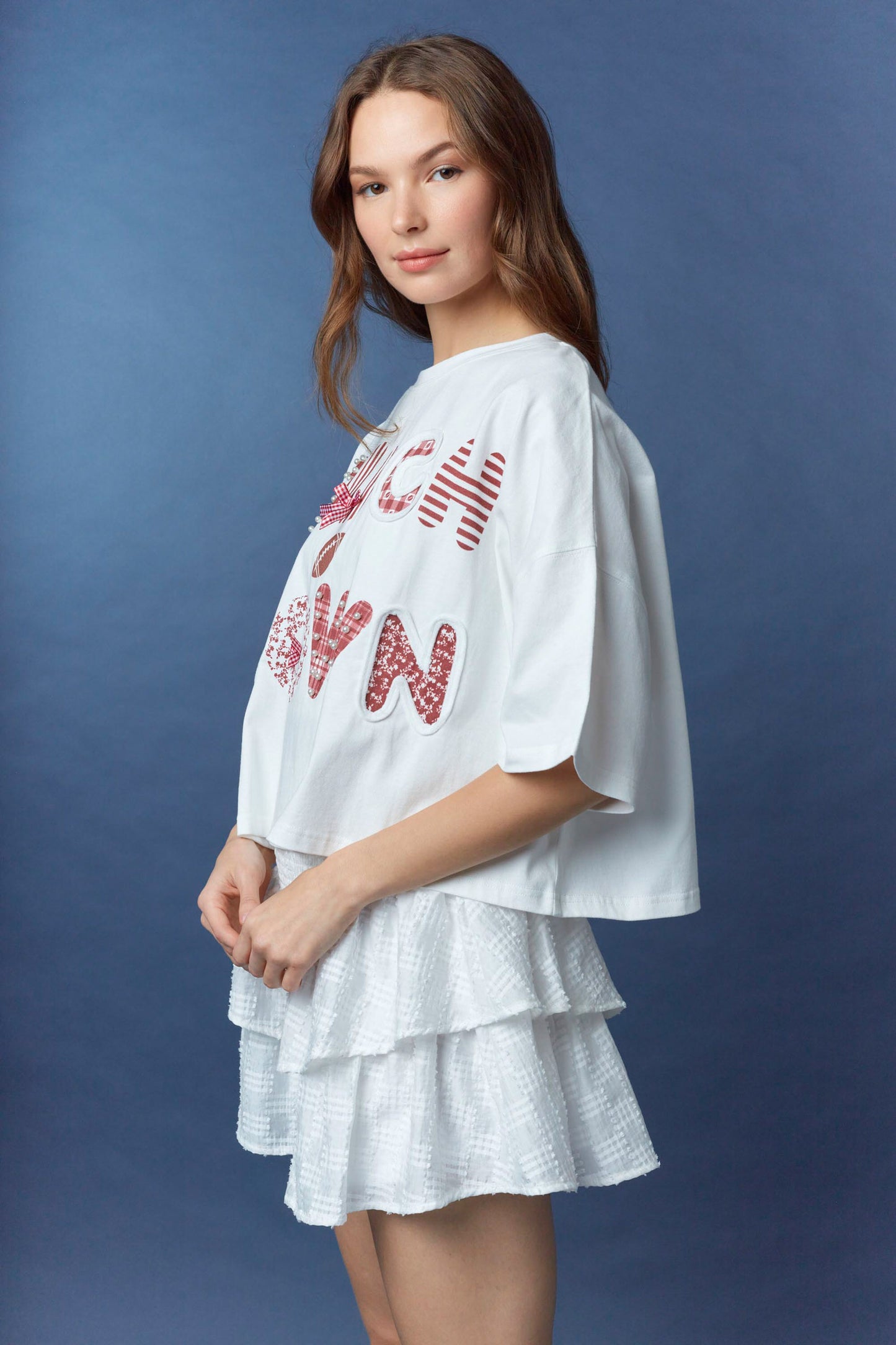 IKT39652-05 Touchdown Oversized Cropped Tee