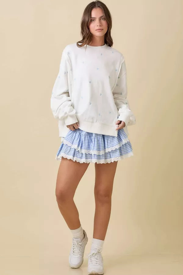 CT34353 Oversized Ribbon Bow Crewneck