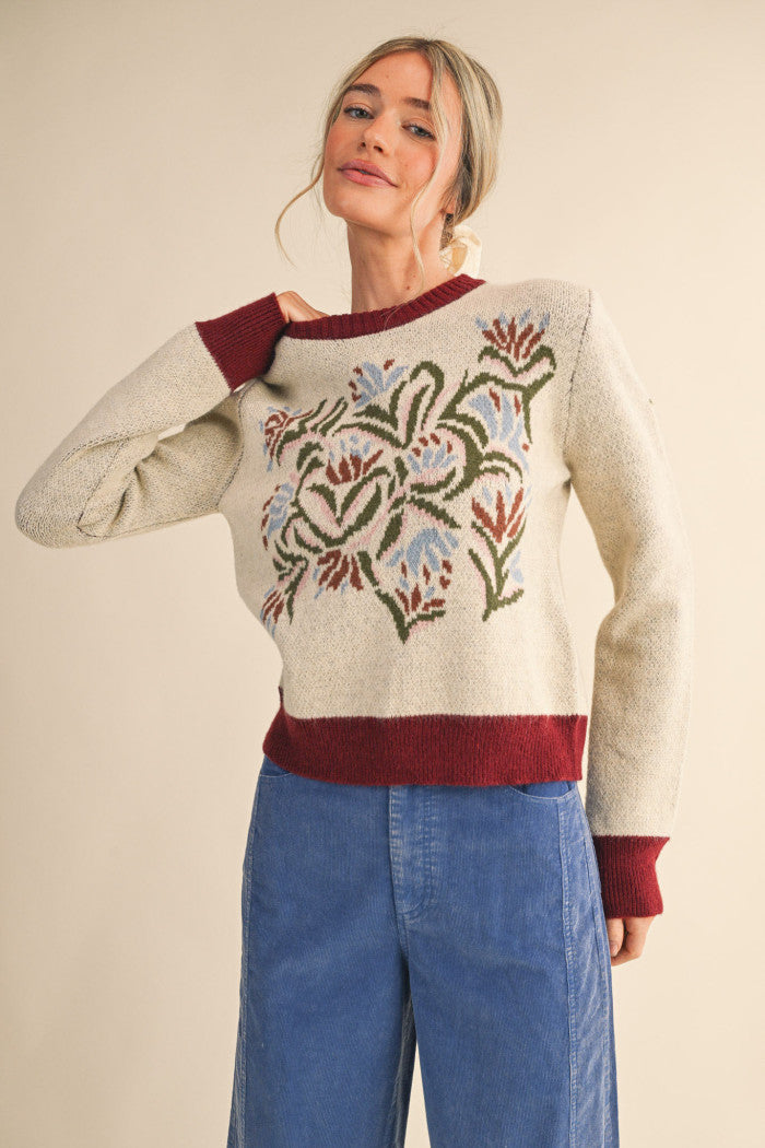 MSW11218 Floral Sweater