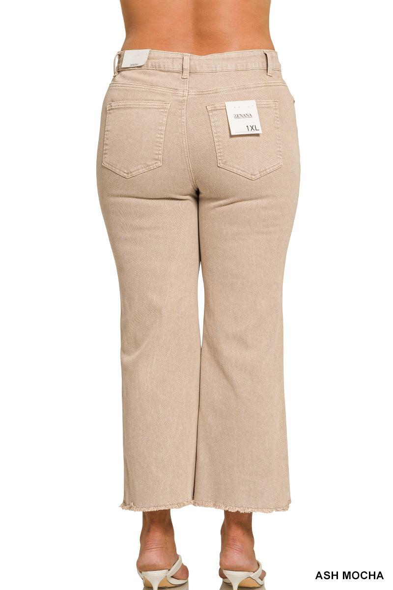 DMP-1847X5 Curvy High Waisted Frayed Hem Pants