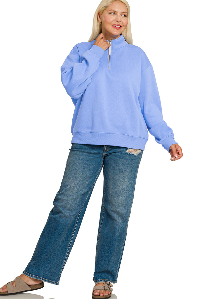 OT-4357X Curvy Fleece Half-Zip Sweatshirt
