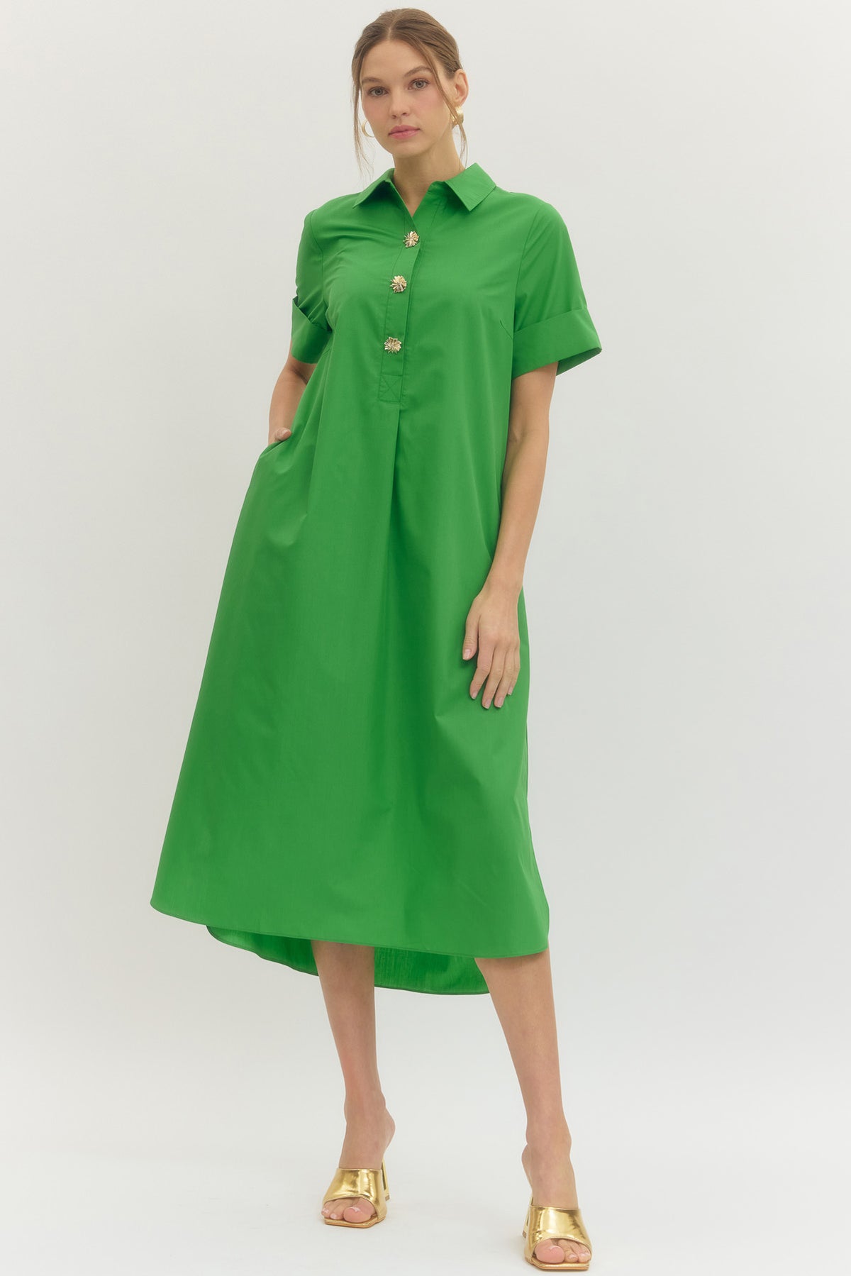 D29516 Solid Midi Dress
