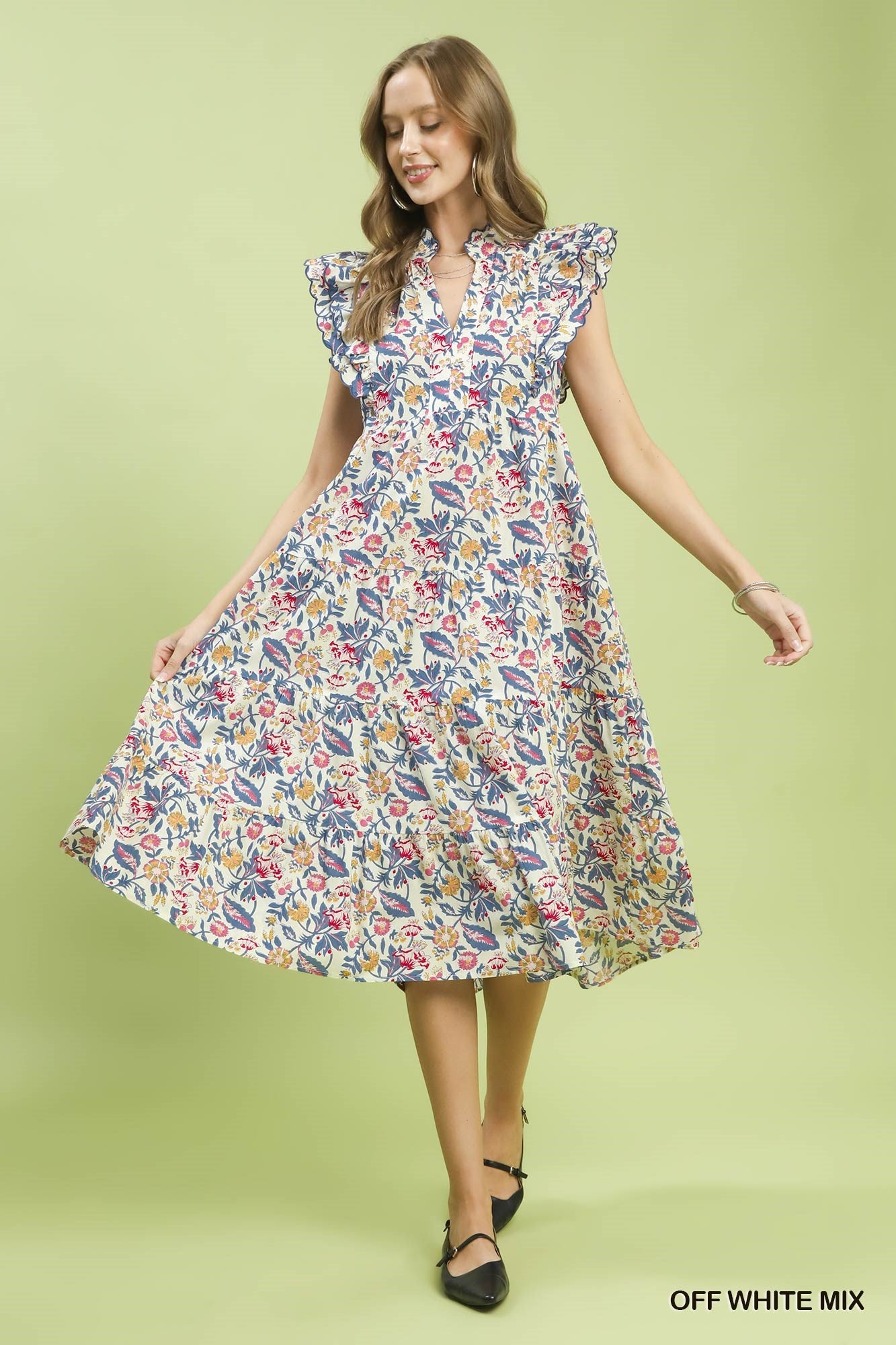 C4373 Floral Garden Print Maxi Dress