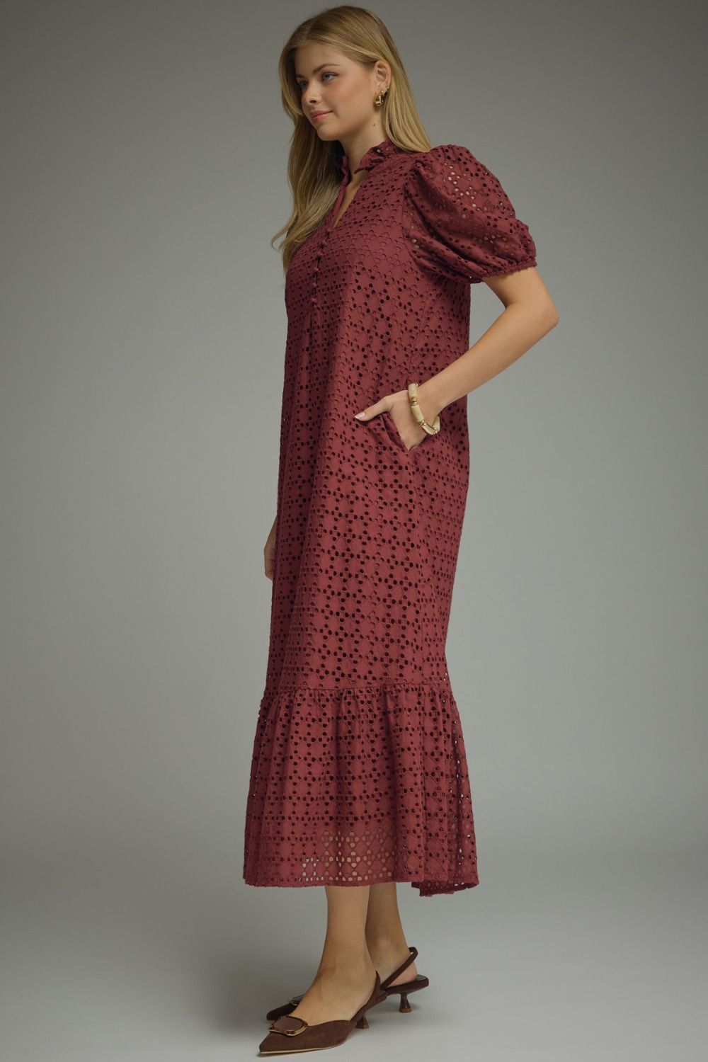 D29377 Eyelet Midi Dress