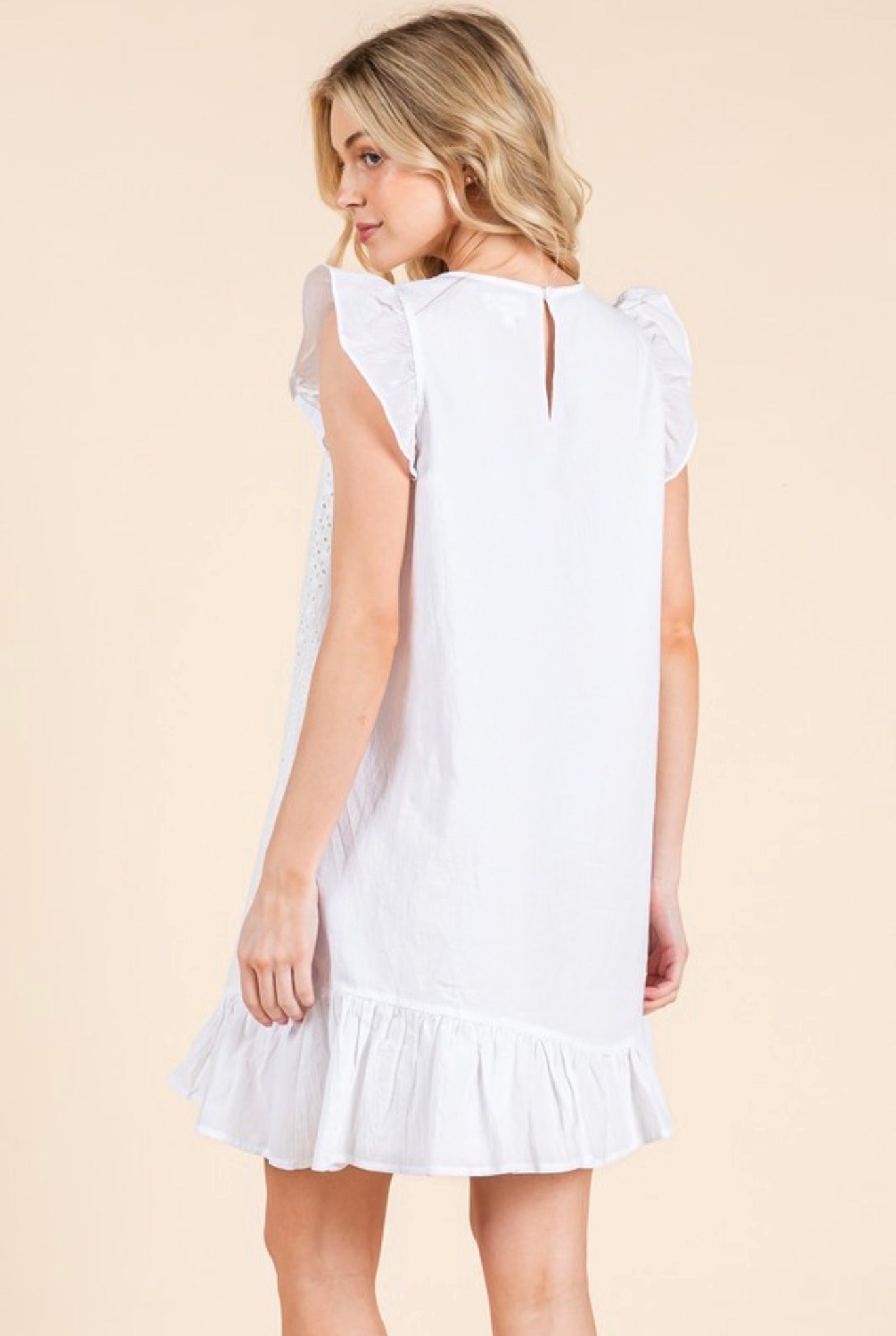 MD51153 Eyelet Lace Sleeveless Dress