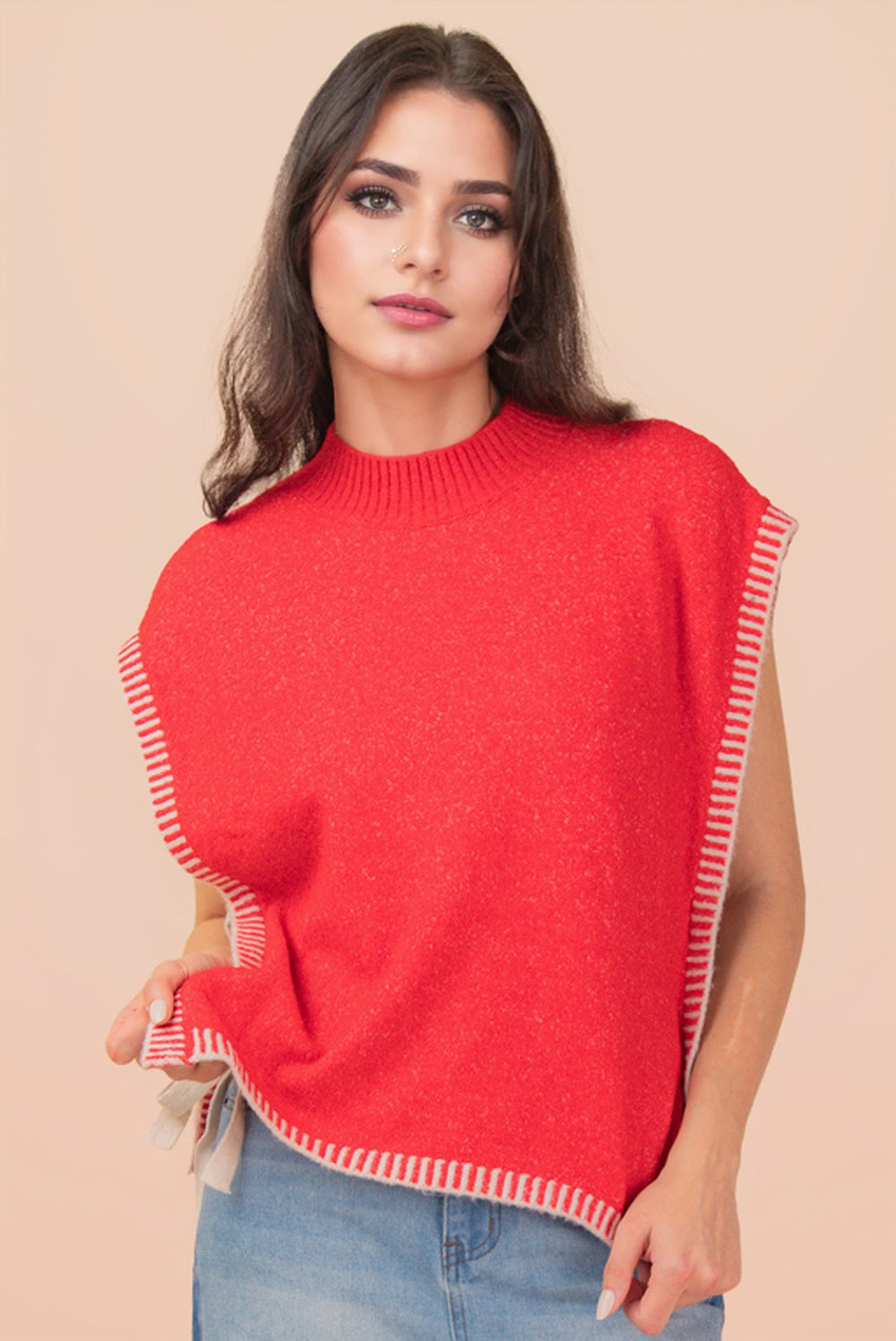 12W3547N Side Tie Sweater Vest